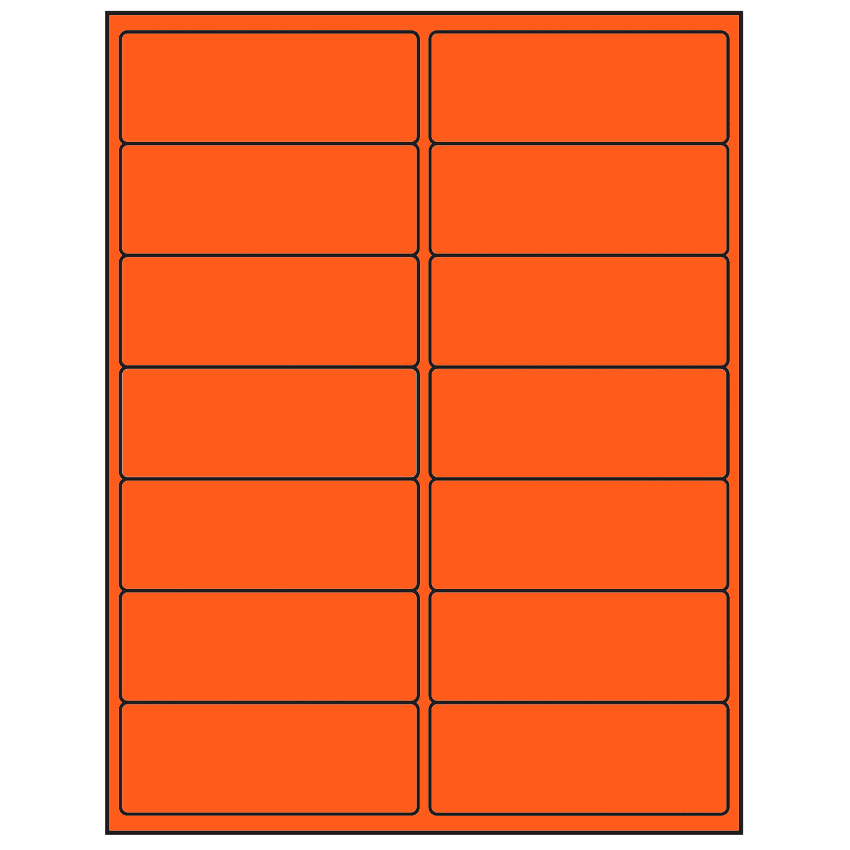 4" x 1.5" Fluorescent Red Rectangular Sheet Labels