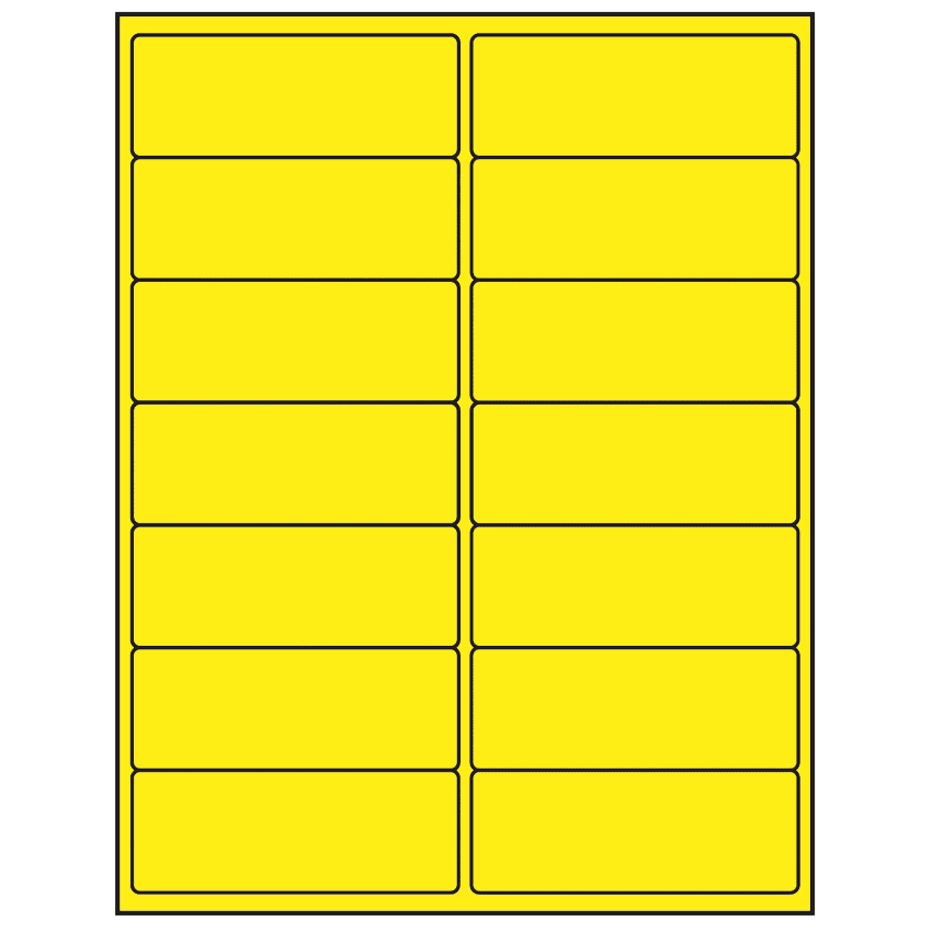 4" x 1.5" Fluorescent Yellow Rectangular Sheet Labels