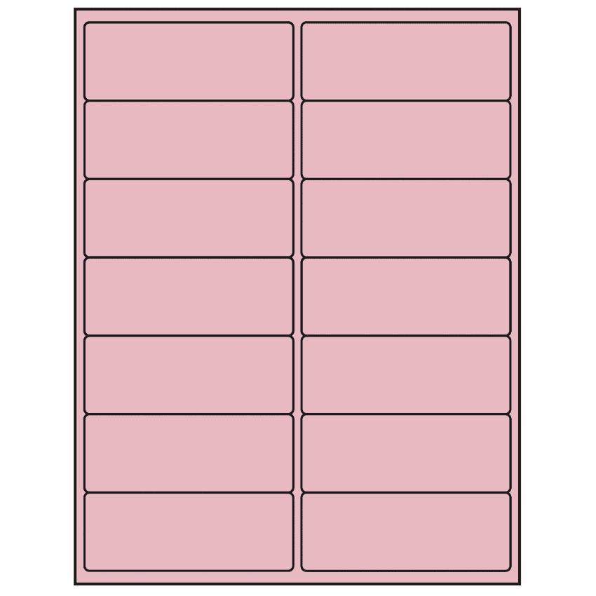 4" x 1.5" Pastel Pink Rectangular Sheet Labels