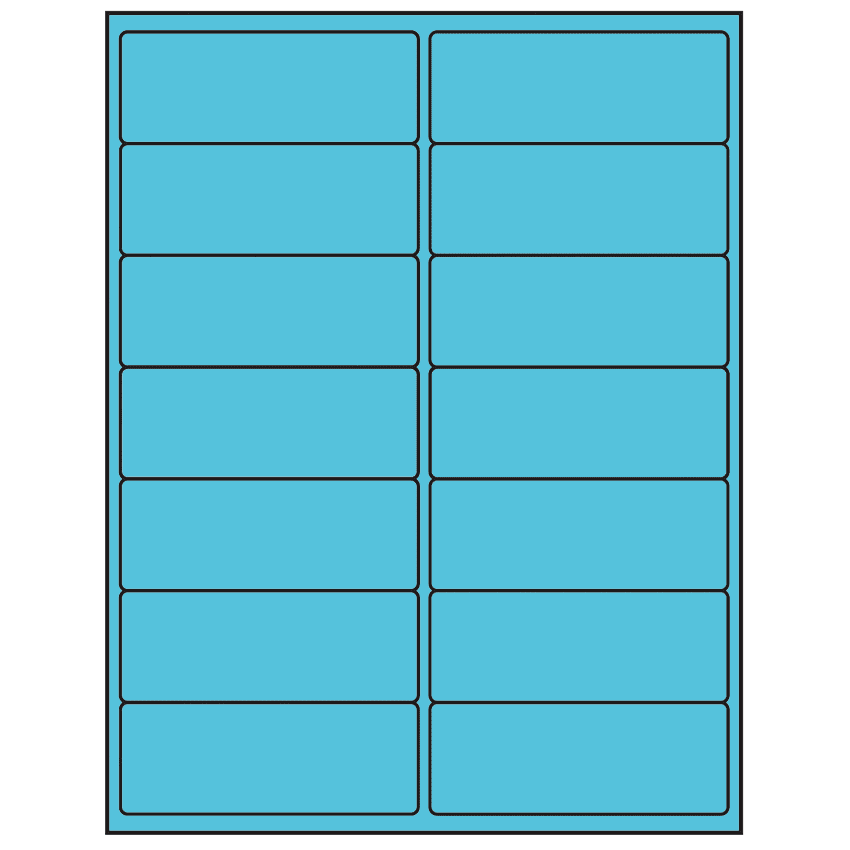 4" x 1.5" Turquoise Rectangular Sheet Labels