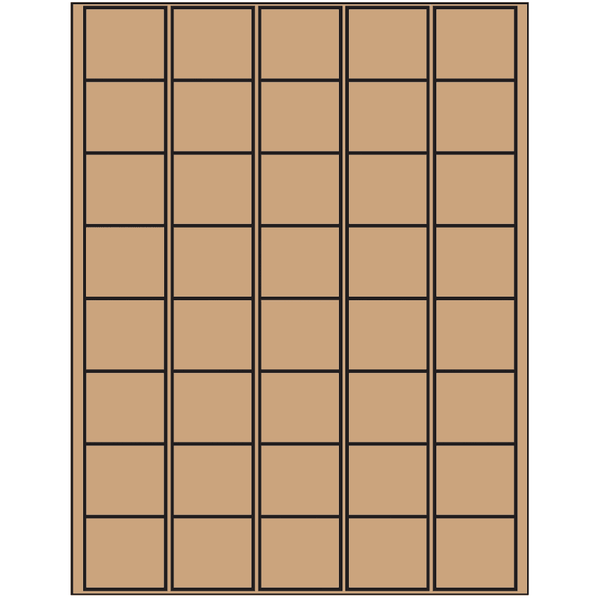 1.5" x 1.35" Brown Kraft Rectangular Sheet Labels