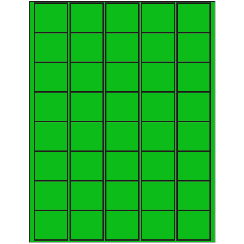 1.5" x 1.35" Fluorescent Green Rectangular Sheet Labels