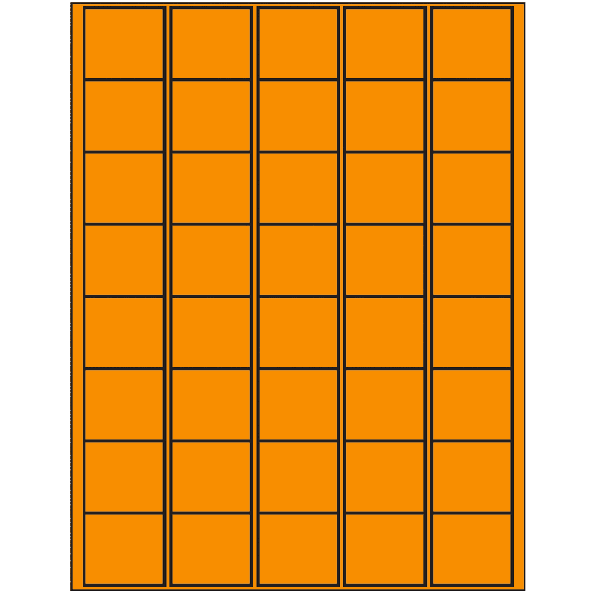 1.5" x 1.35" Fluorescent Orange Rectangular Sheet Labels