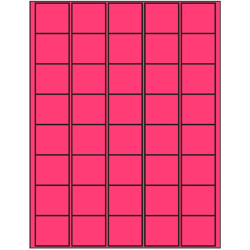 1.5" x 1.35" Fluorescent Pink Rectangular Sheet Labels