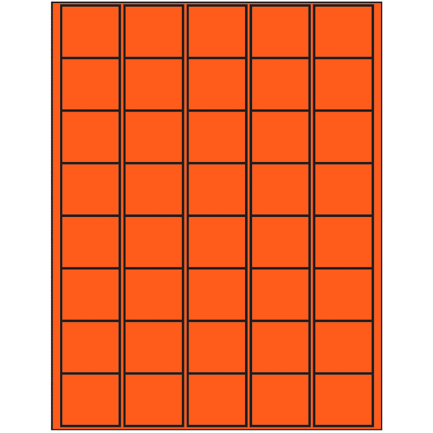 1.5" x 1.35" Fluorescent Red Rectangular Sheet Labels