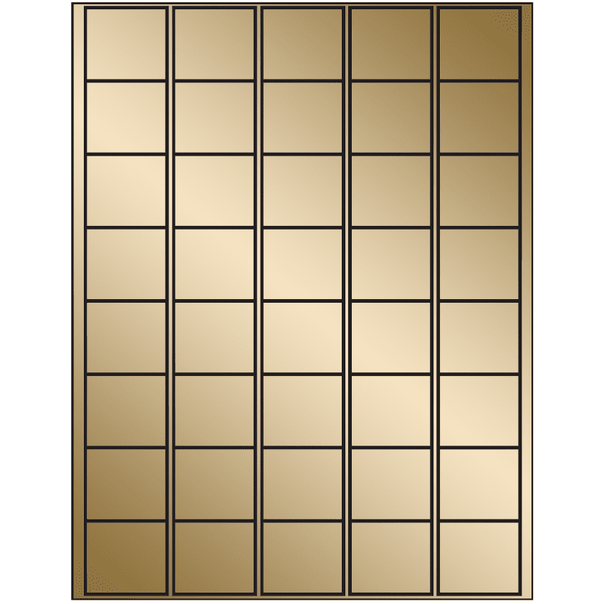 1.5" x 1.35" Gold Foil Rectangular Sheet Labels
