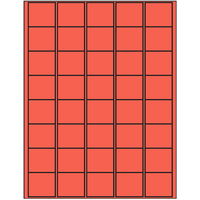 1.5" x 1.35" Red Rectangular Sheet Labels