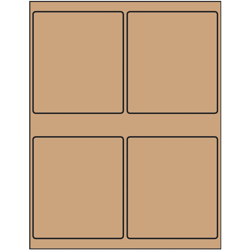 4" x 4.5" Brown Kraft Rectangular Sheet Labels