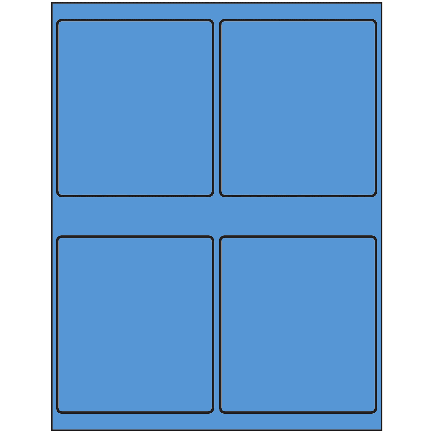 4" x 4.5" Fluorescent Blue Rectangular Sheet Labels