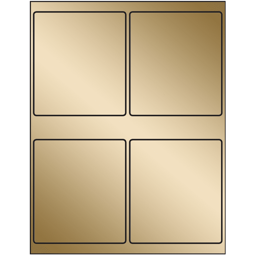 4" x 4.5" Gold Foil Rectangular Sheet Labels