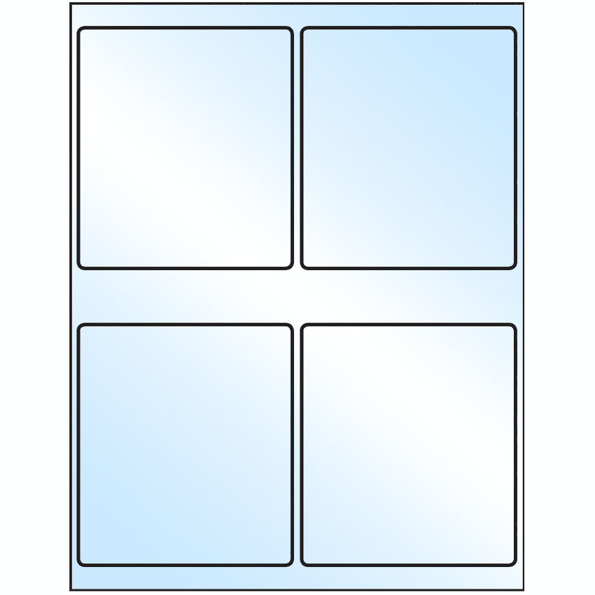 4" x 4.5" White Premium High Gloss Rectangular Sheet Labels