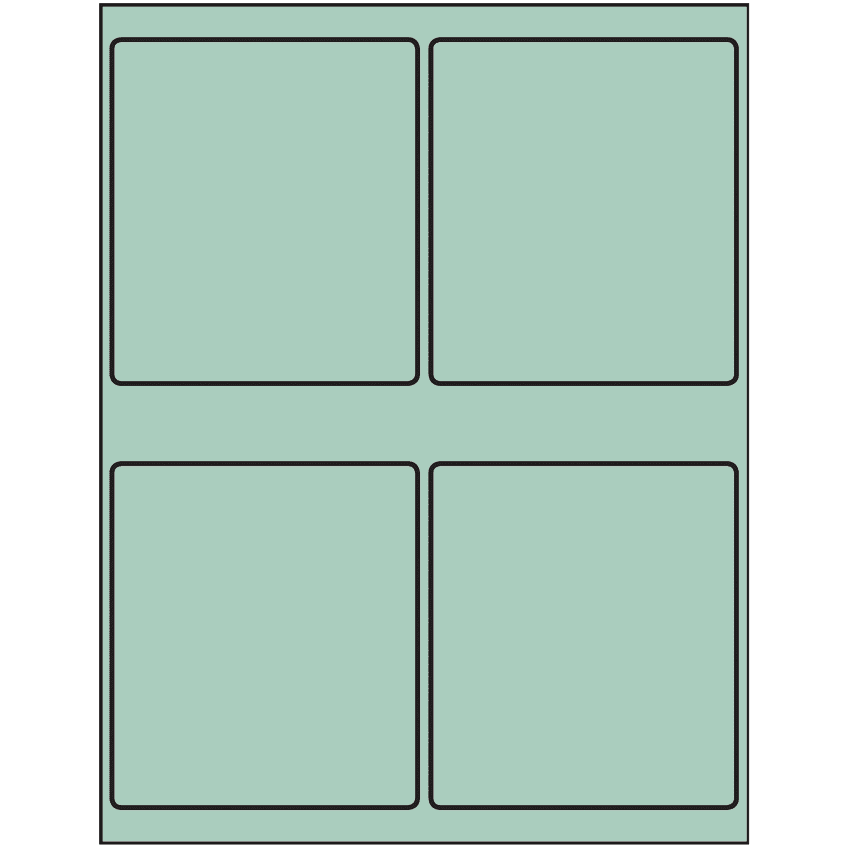 4" x 4.5" Pastel Green Rectangular Sheet Labels