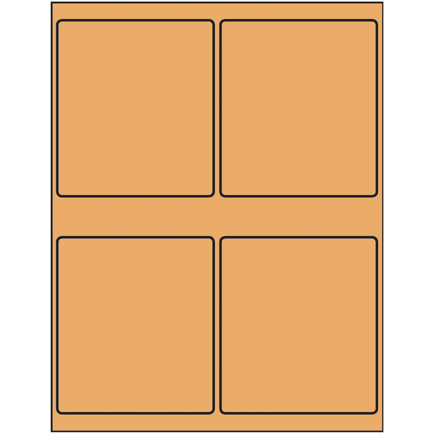 4" x 4.5" Pastel Orange Rectangular Sheet Labels