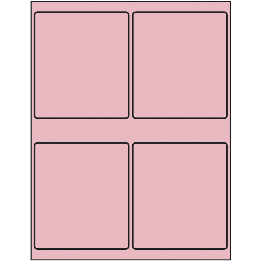 4" x 4.5" Pastel Pink Rectangular Sheet Labels