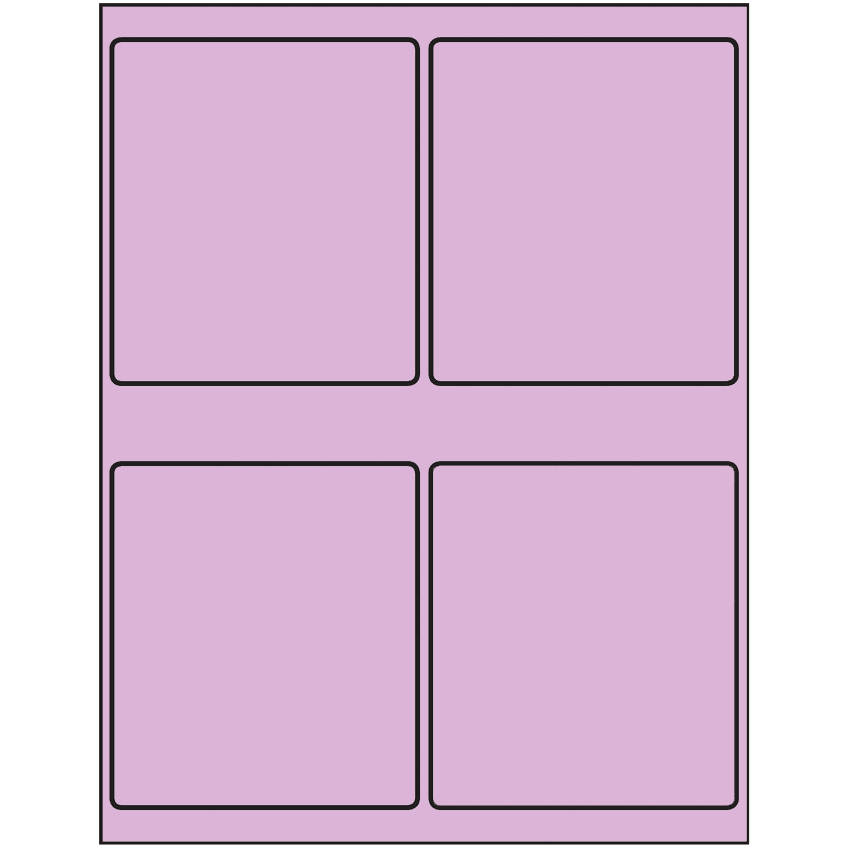 4" x 4.5" Pastel Purple Rectangular Sheet Labels