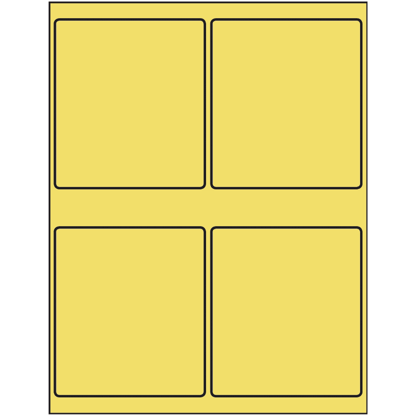 4" x 4.5" Pastel Yellow Rectangular Sheet Labels