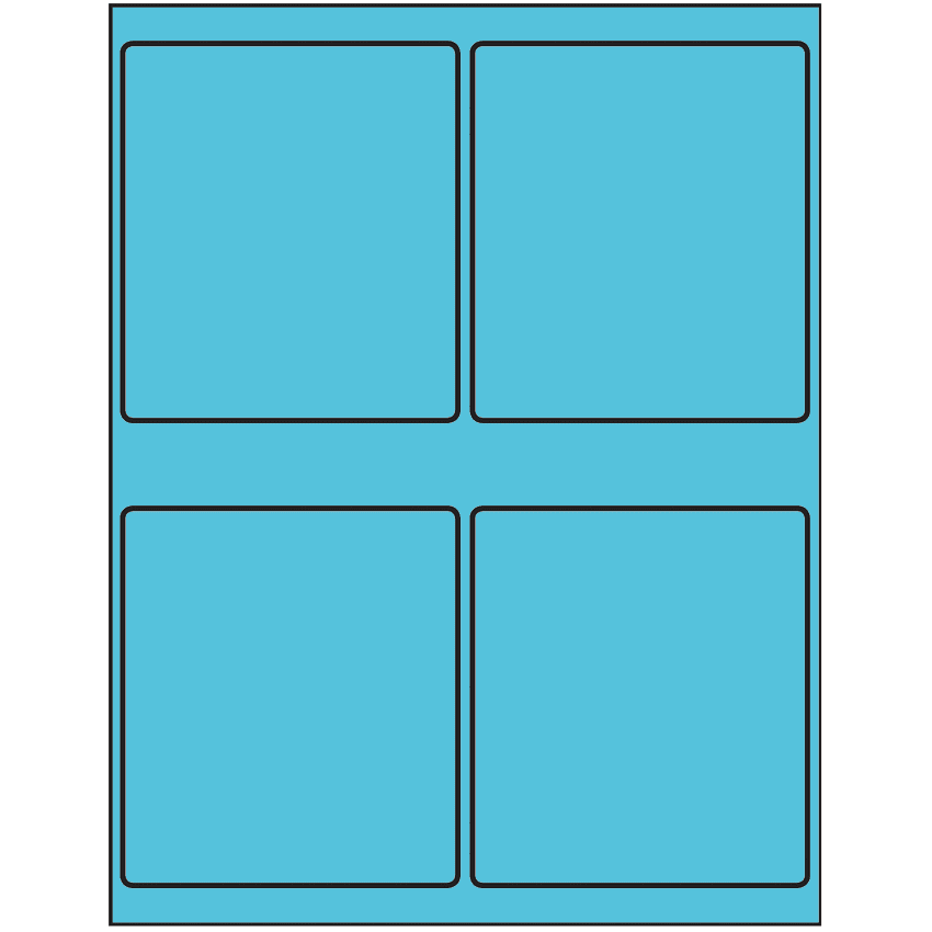 4" x 4.5" Turquoise Rectangular Sheet Labels