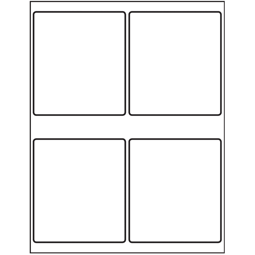 4" x 4.5" White Rectangular Sheet Labels