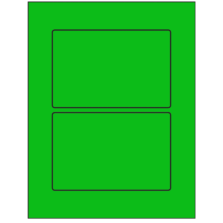 6" x 4" Fluorescent Green Rectangular Sheet Labels