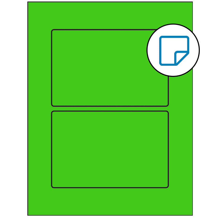 6" x 4" Fluorescent Green Rectangular Sheet Labels - Removable Adhesive