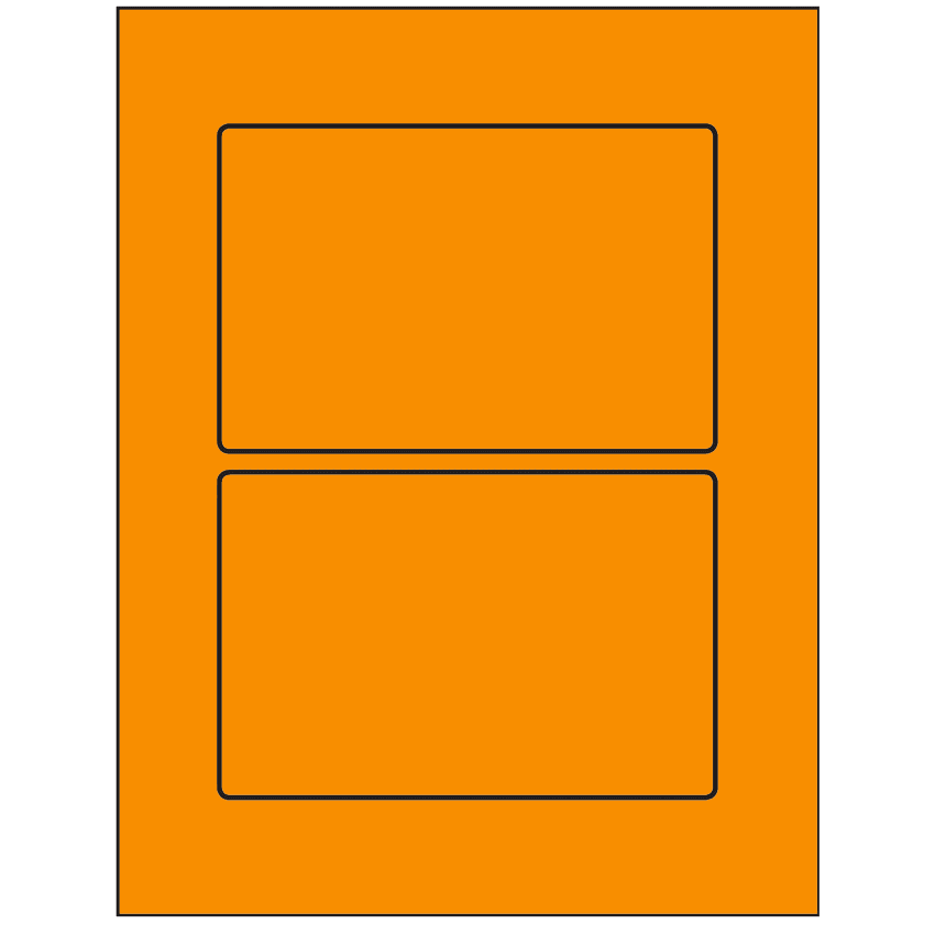 6" x 4" Fluorescent Orange Rectangular Sheet Labels