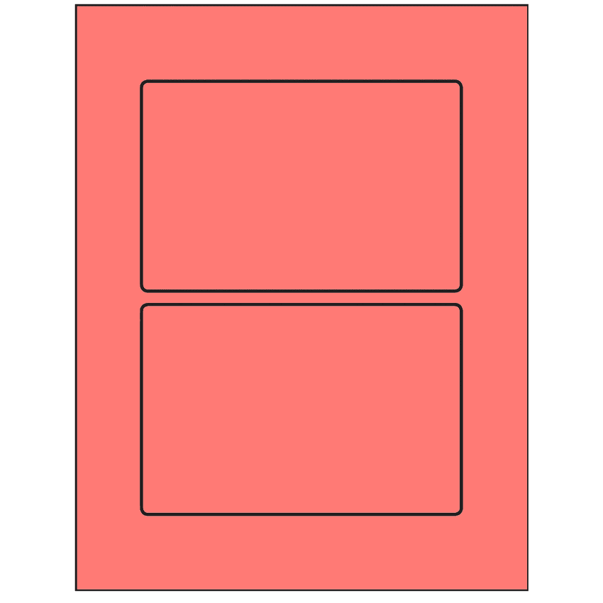 6" x 4" Fluorescent Red Rectangular Sheet Labels - Removable Adhesive