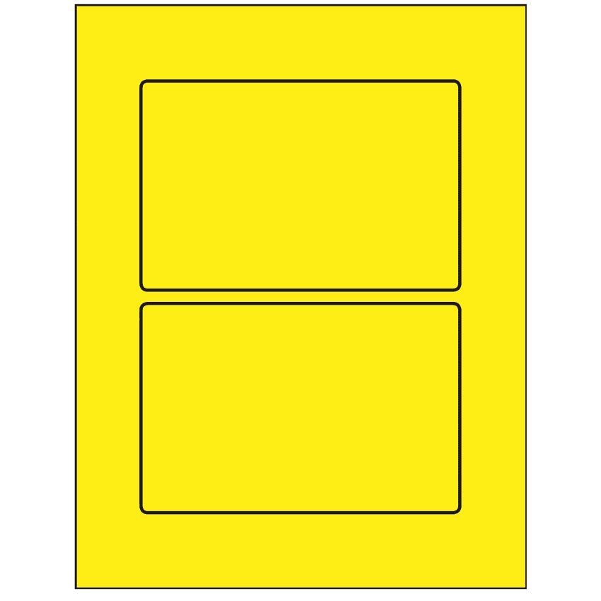 6" x 4" Fluorescent Yellow Rectangular Sheet Labels