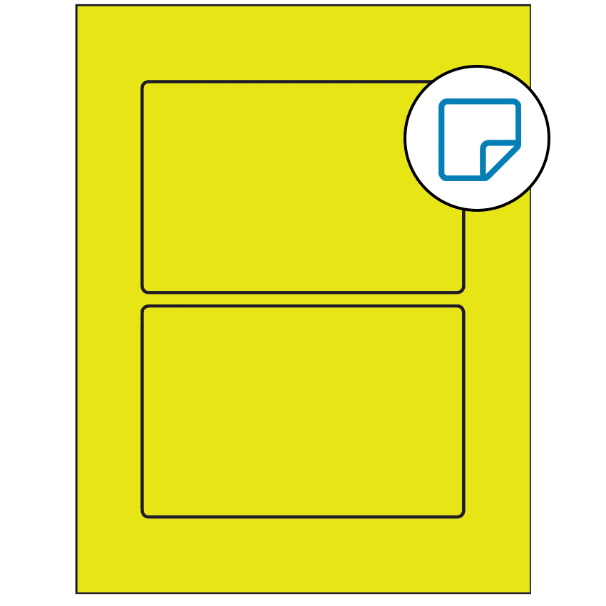 6" x 4" Fluorescent Yellow Rectangular Sheet Labels - Removable Adhesive