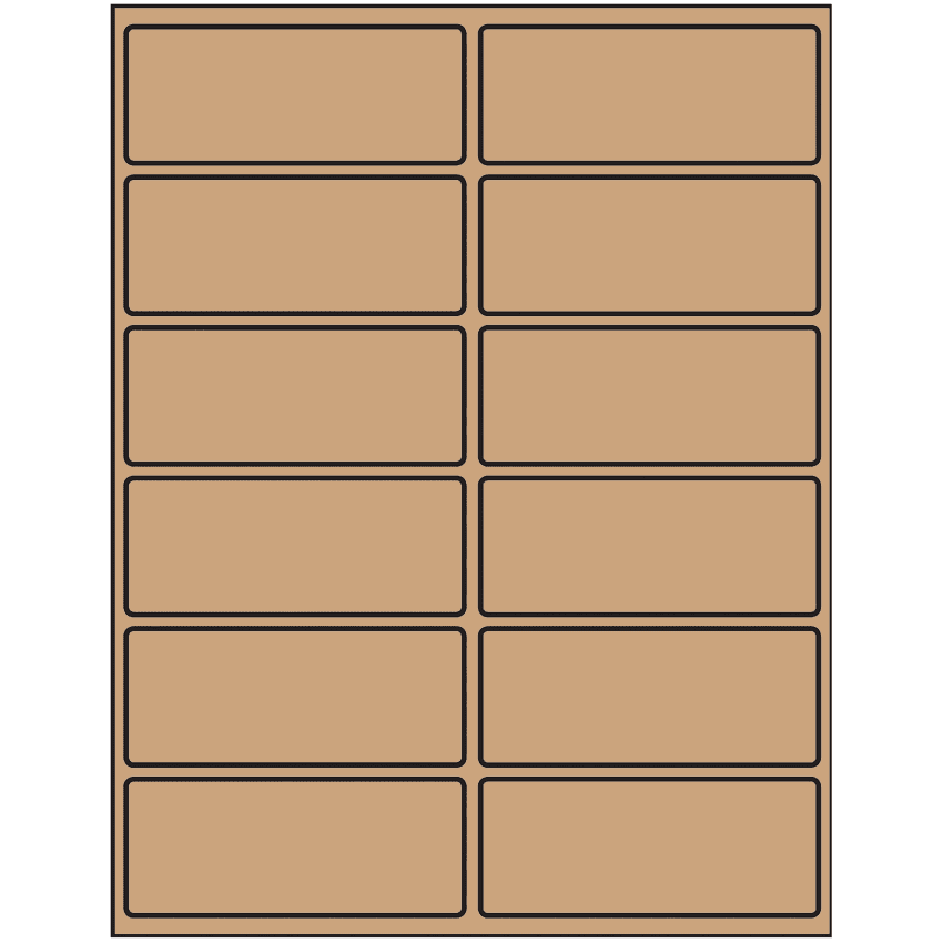 4" x 1.625" Brown Kraft Rectangular Sheet Labels
