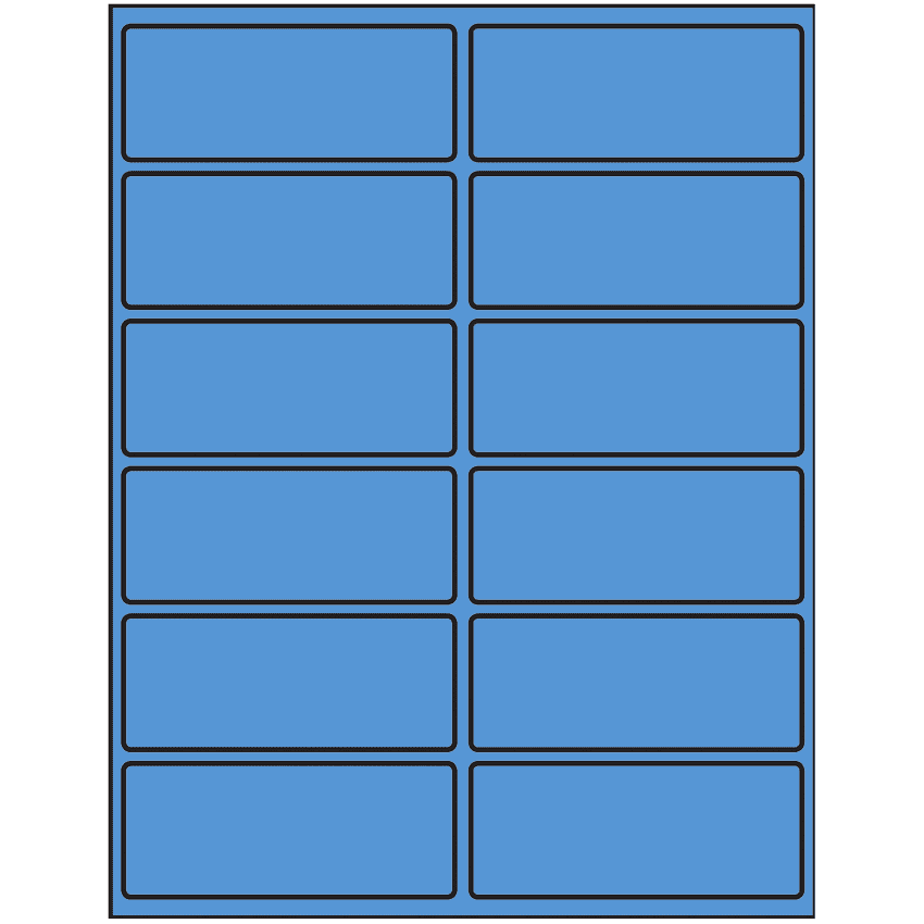4" x 1.625" Fluorescent Blue Rectangular Sheet Labels
