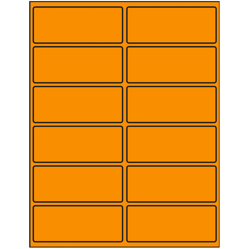 4" x 1.625" Fluorescent Orange Rectangular Sheet Labels