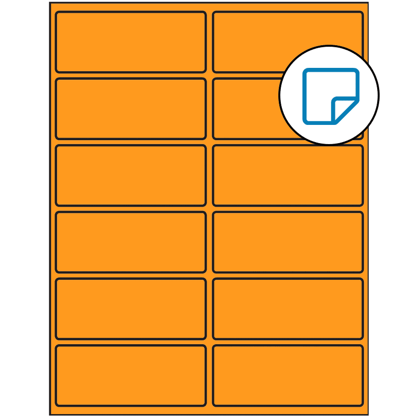 4" x 1.625" Fluorescent Orange Rectangular Sheet Labels - Removable Adhesive