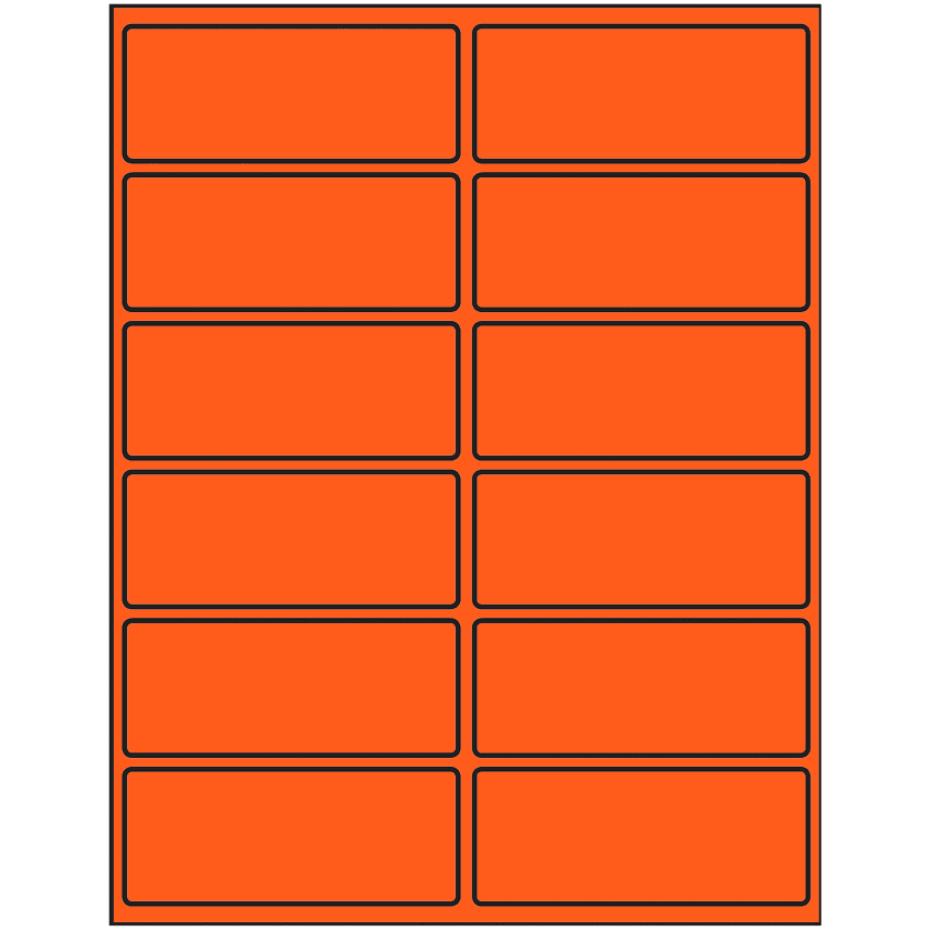 4" x 1.625" Fluorescent Red Rectangular Sheet Labels
