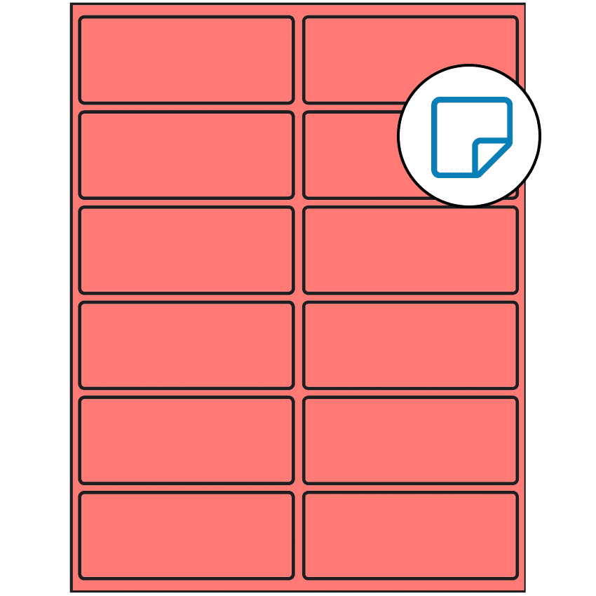 4" x 1.625" Fluorescent Red Rectangular Sheet Labels - Removable Adhesive