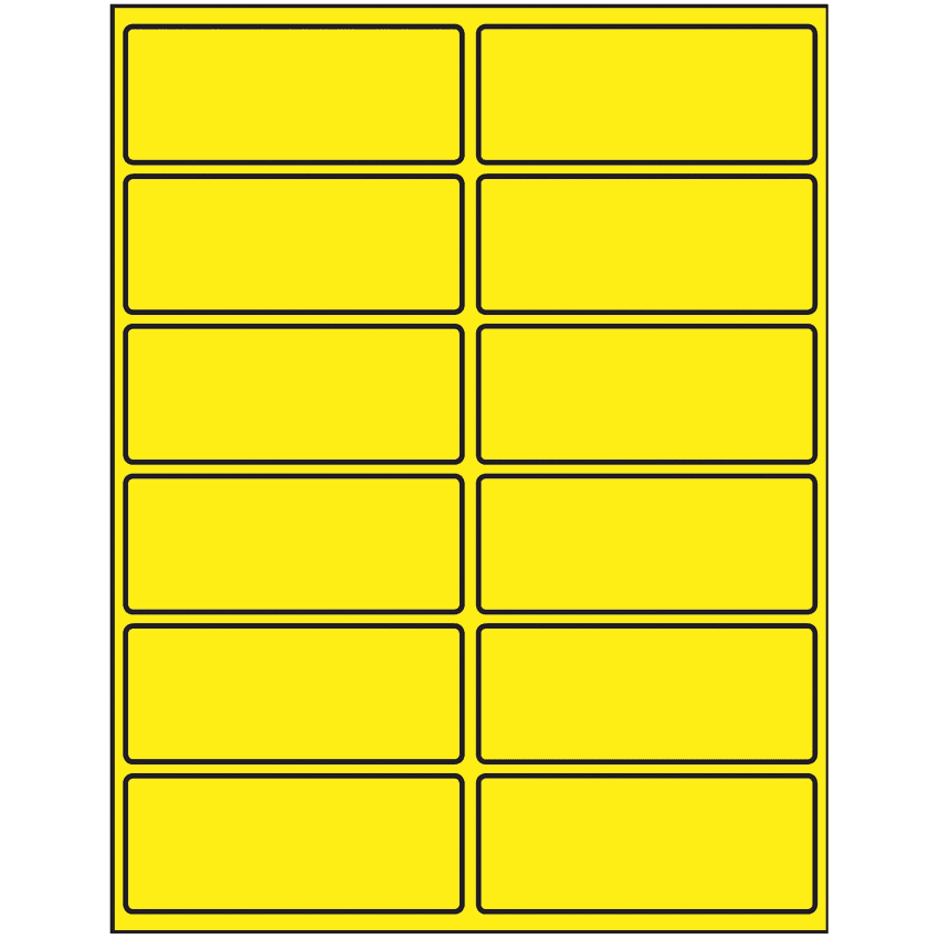 4" x 1.625" Fluorescent Yellow Rectangular Sheet Labels