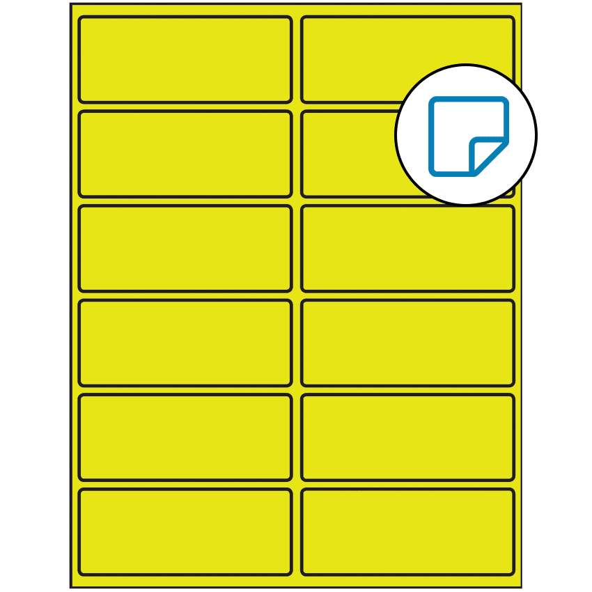 4" x 1.625" Fluorescent Yellow Rectangular Sheet Labels - Removable Adhesive