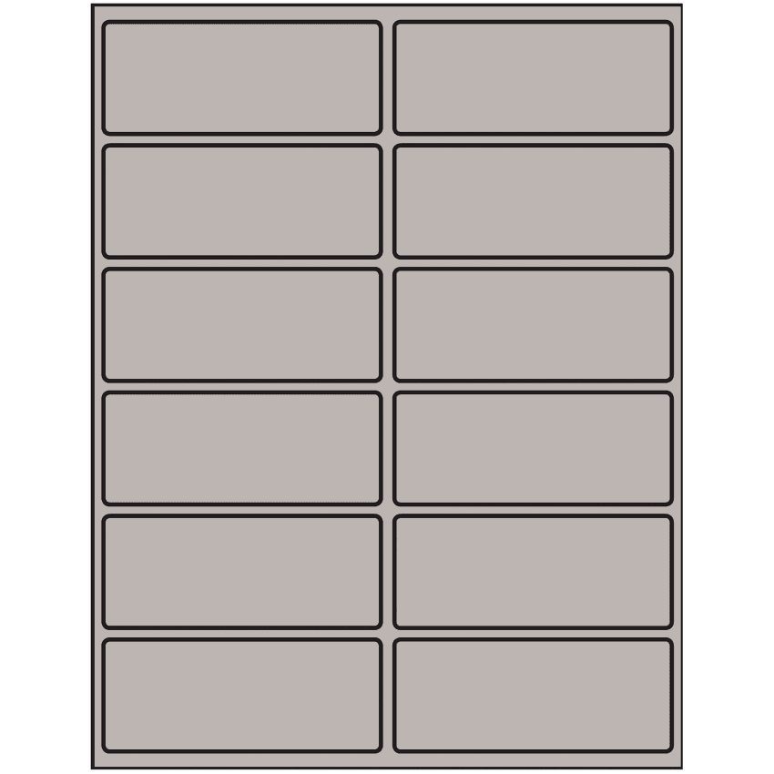4" x 1.625" Gray Rectangular Sheet Labels