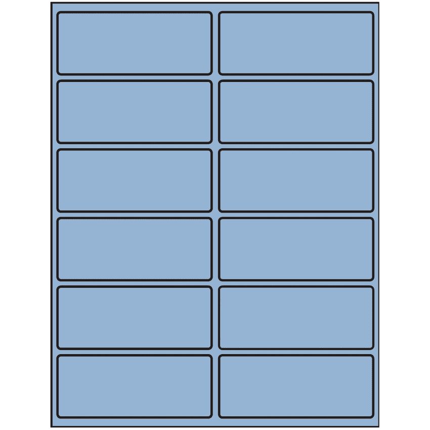 4" x 1.625" Pastel Blue Rectangular Sheet Labels