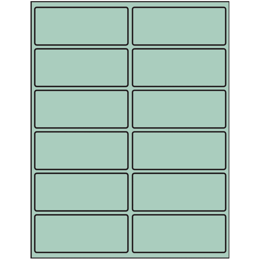 4" x 1.625" Pastel Green Rectangular Sheet Labels