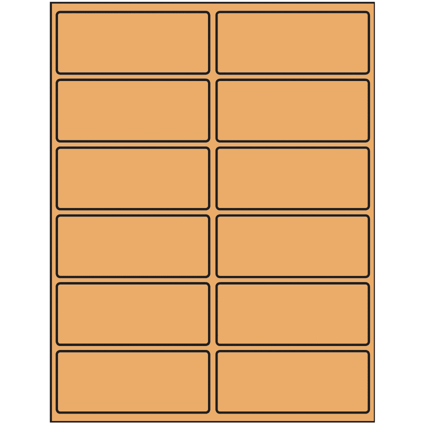 4" x 1.625" Pastel Orange Rectangular Sheet Labels