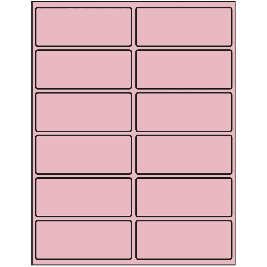 4" x 1.625" Pastel Pink Rectangular Sheet Labels