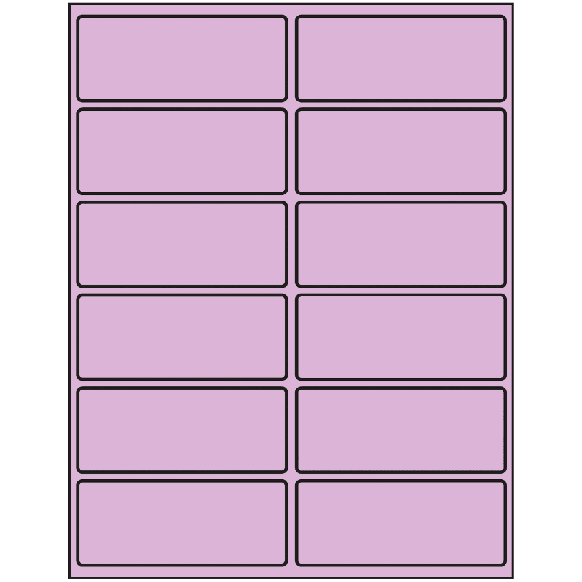 4" x 1.625" Pastel Purple Rectangular Sheet Labels