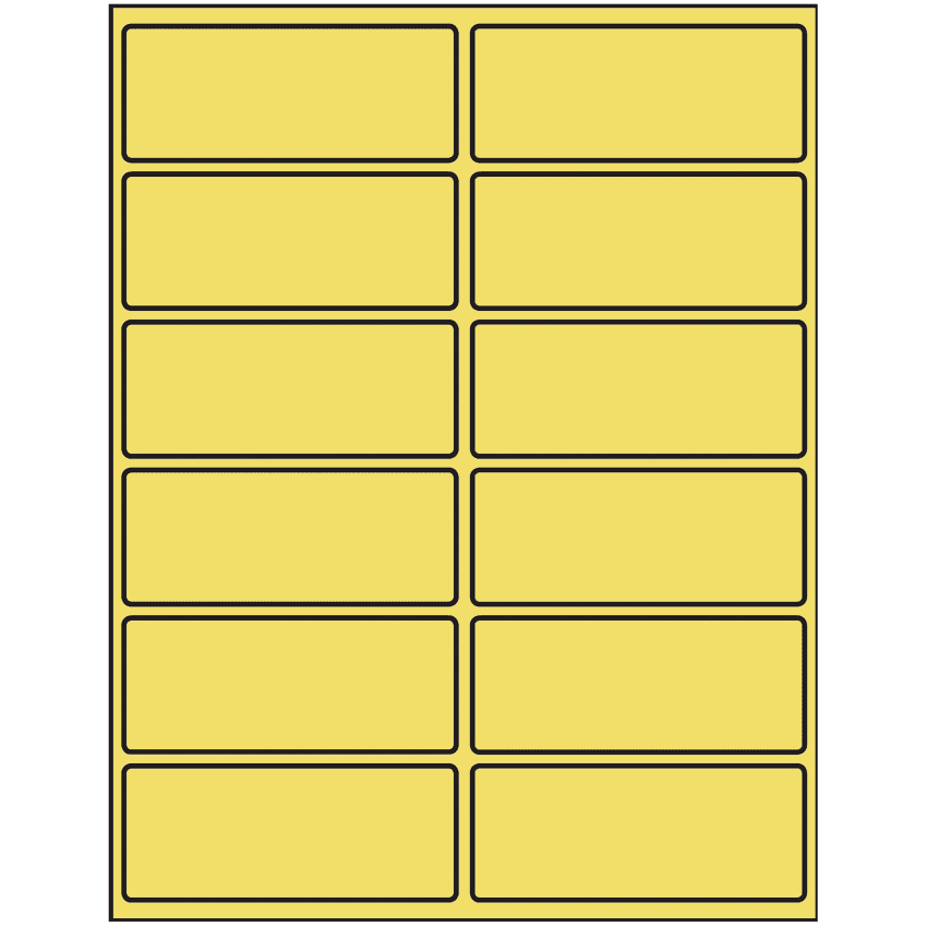4" x 1.625" Pastel Yellow Rectangular Sheet Labels