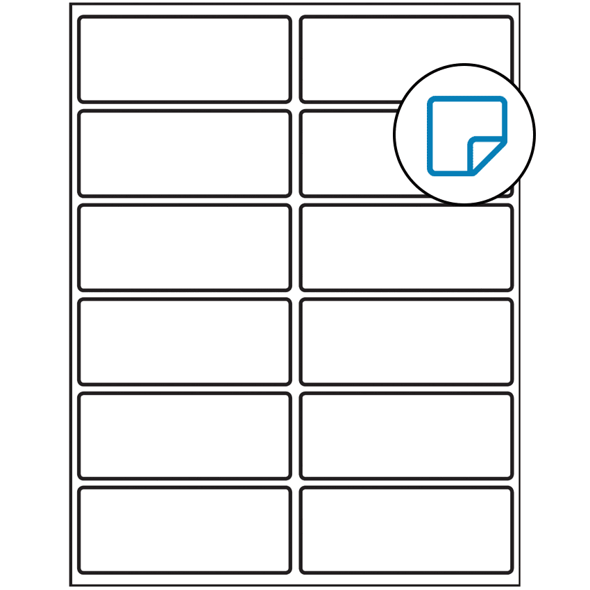 4" x 1.625" White Rectangular Sheet Labels - Removable Adhesive
