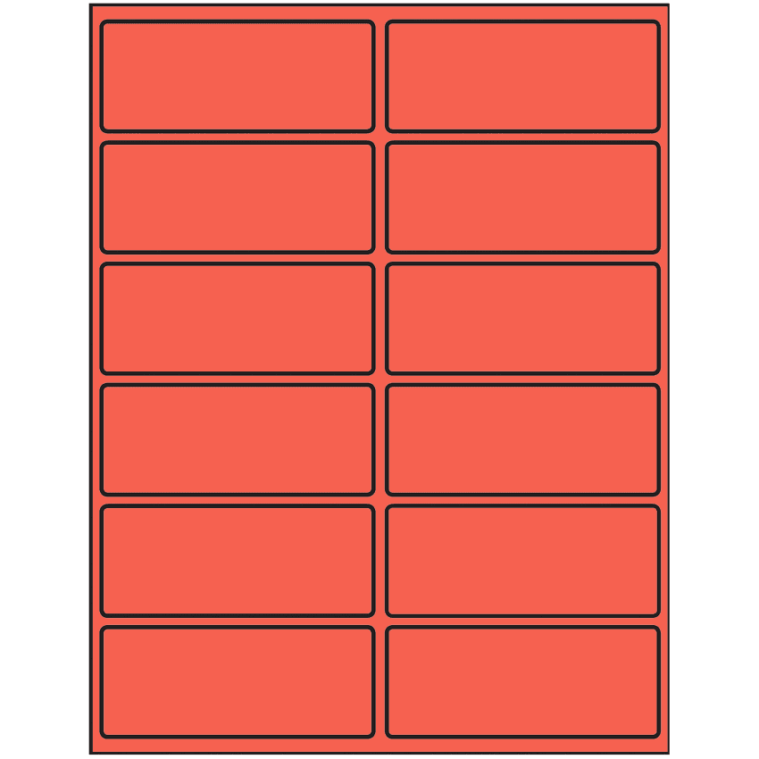 4" x 1.625" Red Rectangular Sheet Labels