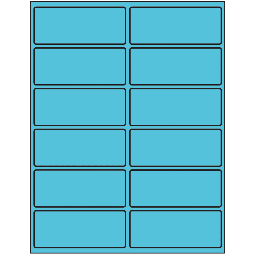 4" x 1.625" Turquoise Rectangular Sheet Labels