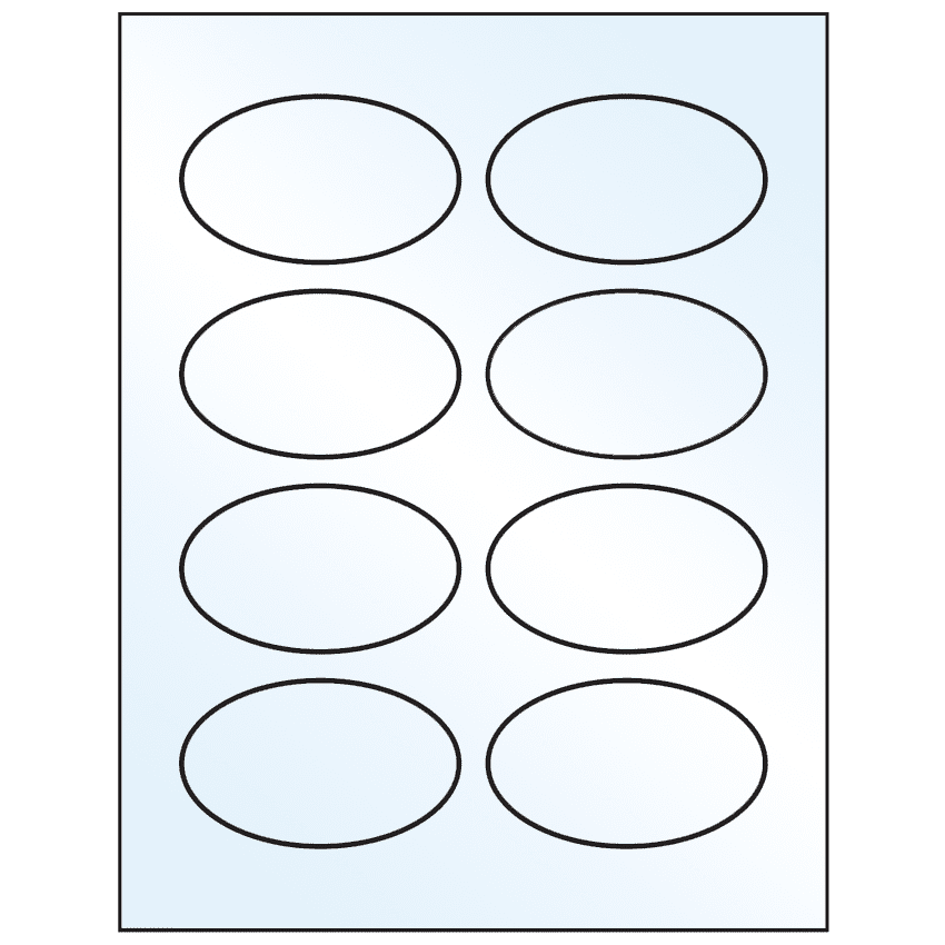 3.33" x 2" Crystal Clear Oval Sheet Labels