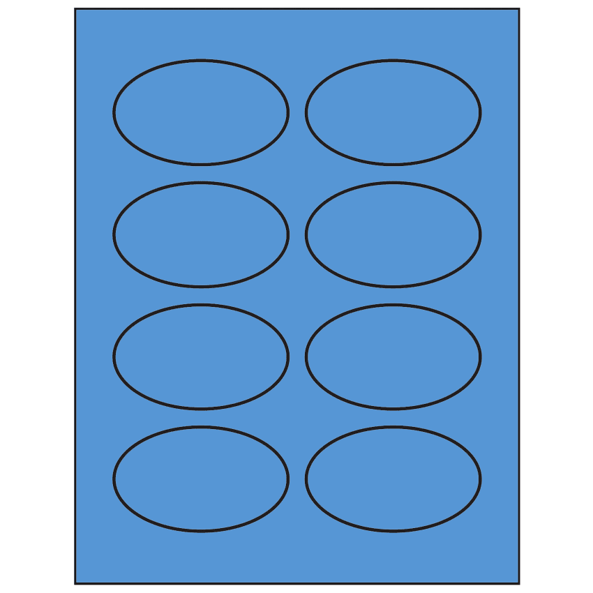 3.33" x 2" Fluorescent Blue Oval Sheet Labels