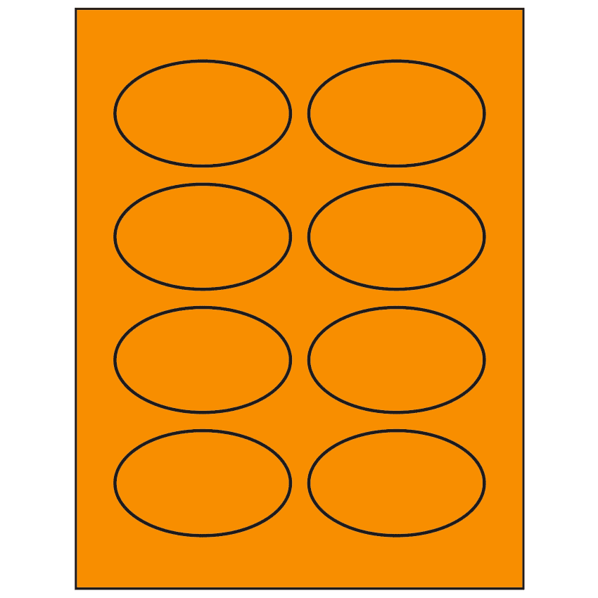 3.33" x 2" Fluorescent Orange Oval Sheet Labels