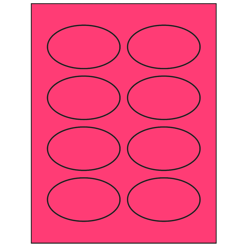 3.33" x 2" Fluorescent Pink Oval Sheet Labels